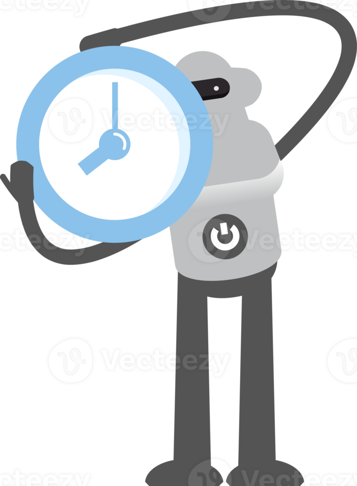 Robot Character Holding Clock Illustration png
