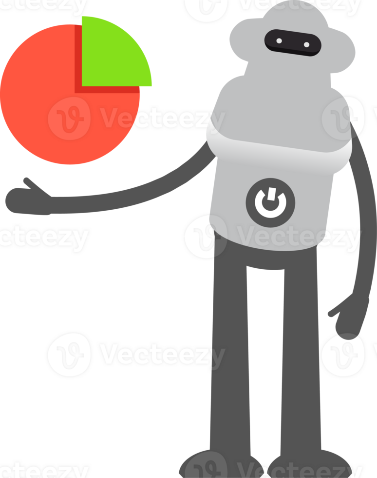 Robot Character Holding Pie Chart Illustration png