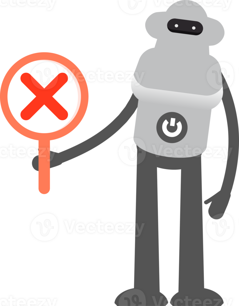 Robot Character Showing Wrong Mark Illustration png