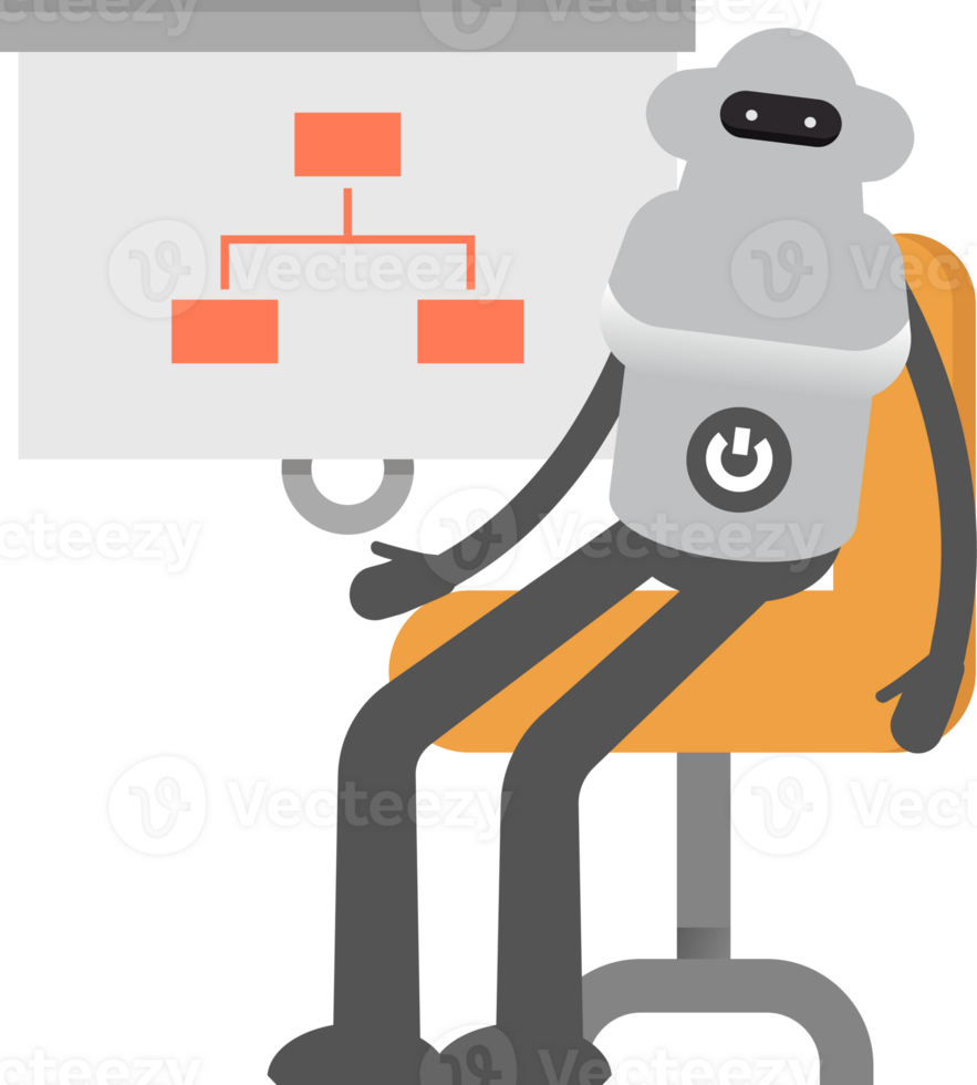 Robot Character Presenting Organization Chart Illustration png