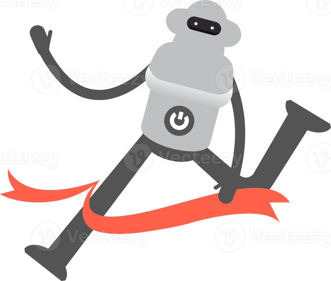 Robot Character Running at Finish Line Illustration png