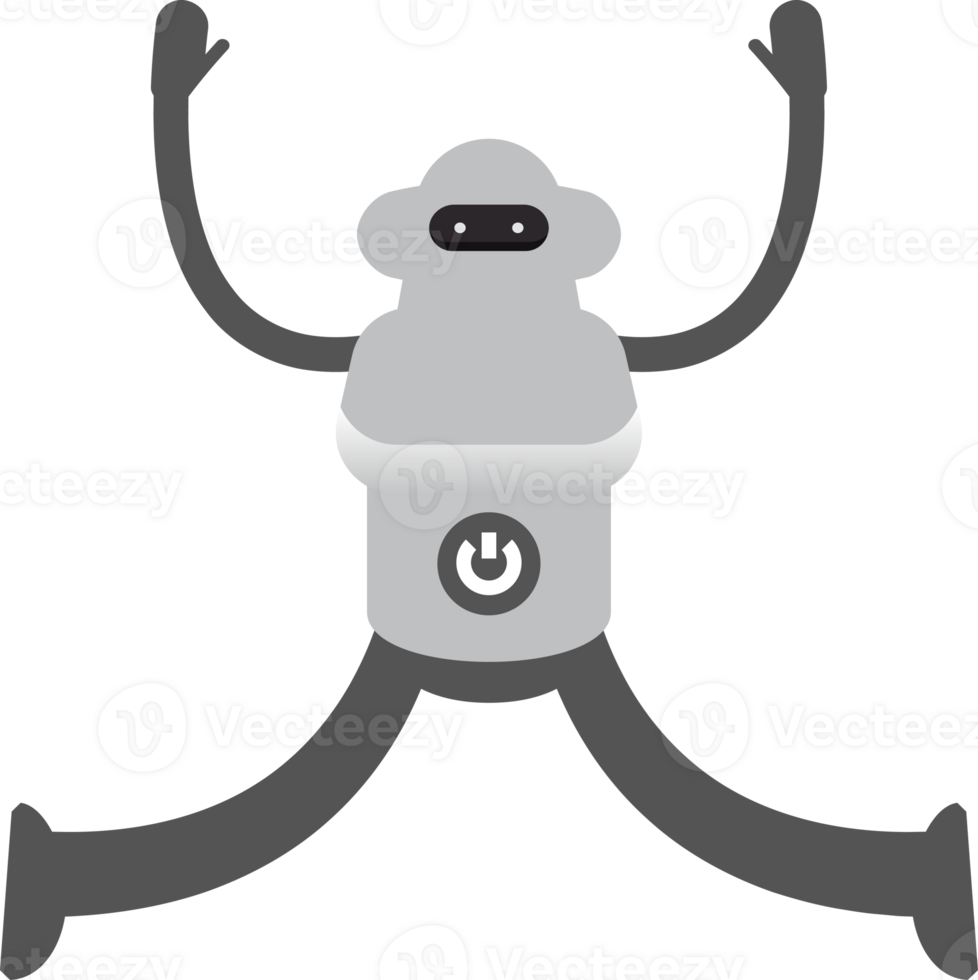 Robot Character Relaxing, Jumping Illustration png