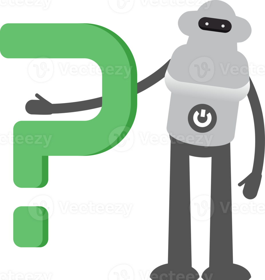 Robot Character and Question Mark Illustration png