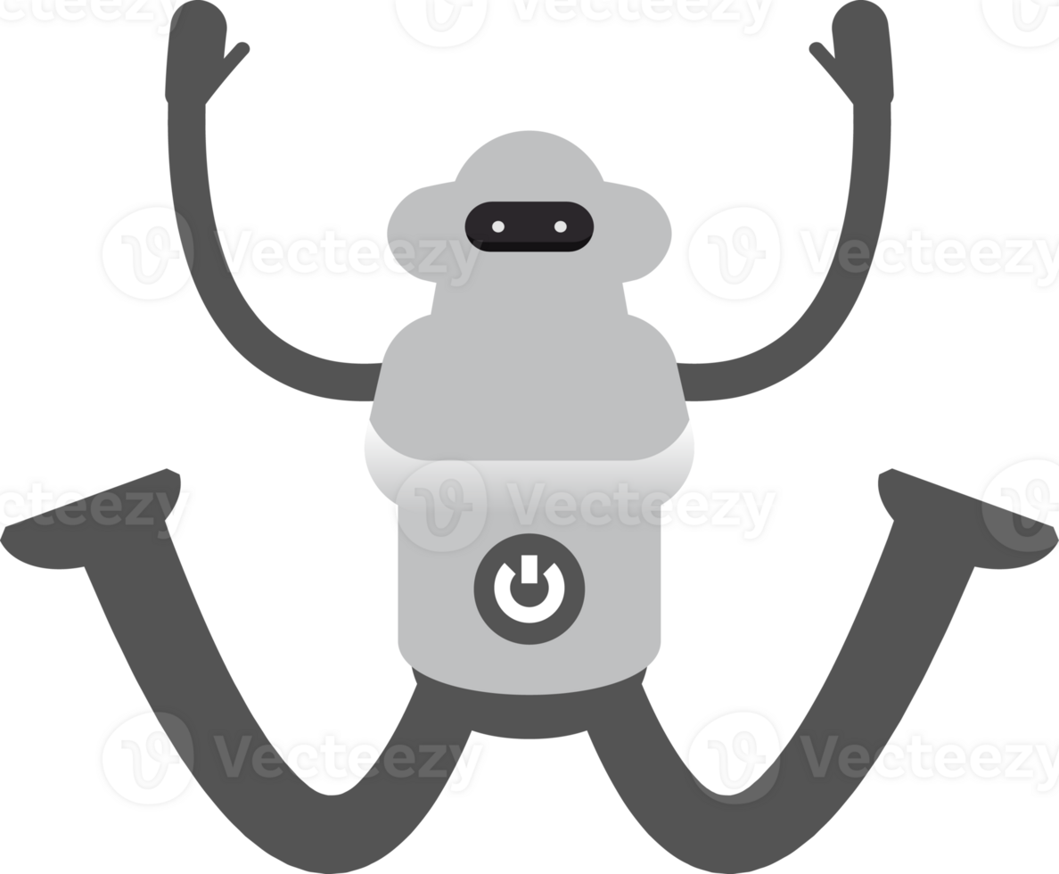 Robot Character Jumping and Rising Hands png
