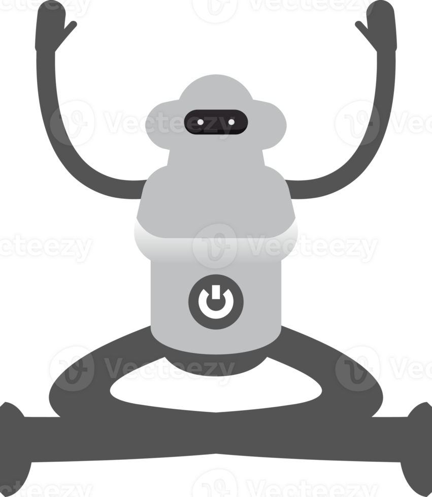 White Robot Character Sitting Illustration png