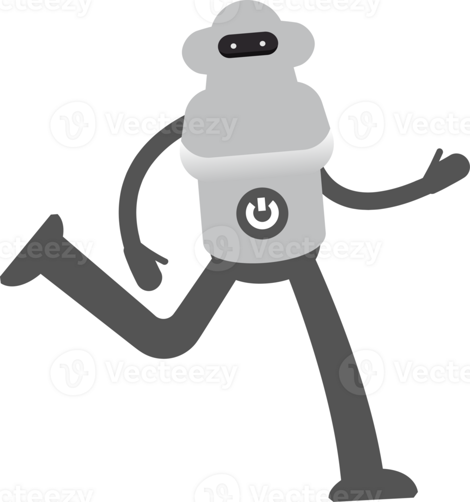 White Humanoid Robot Character Running Illustration png