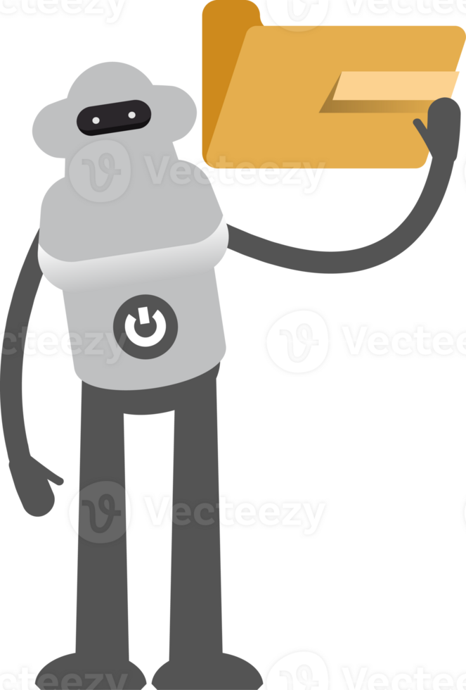 White Robot Character Holding Folder Illustration png