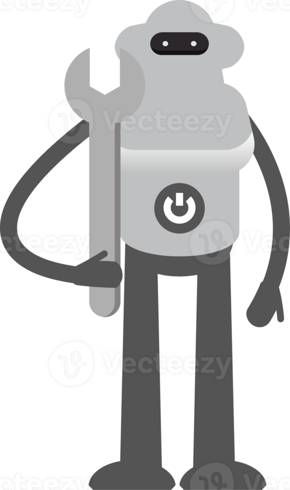 Robot Character Holding Wrench Illustration png
