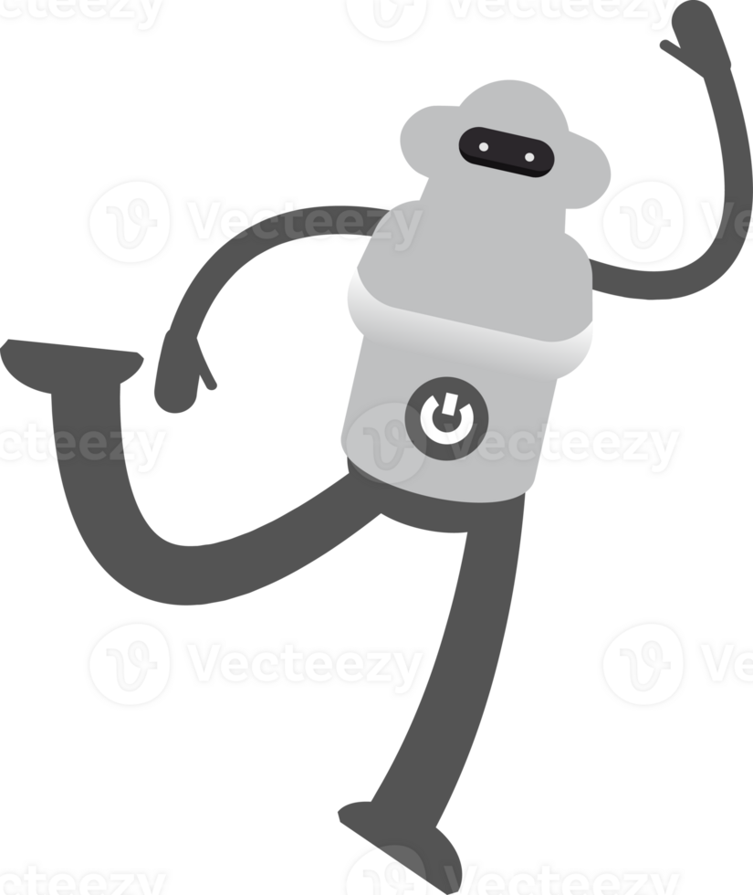 Robot Character Jumping and Flying Illustration png
