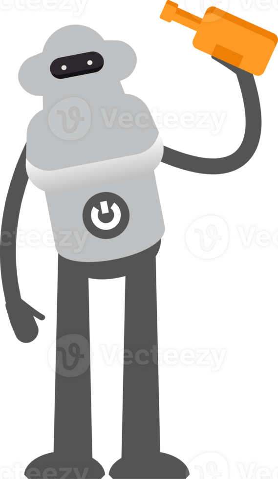 Robot Character Drinking Beer Illustration png