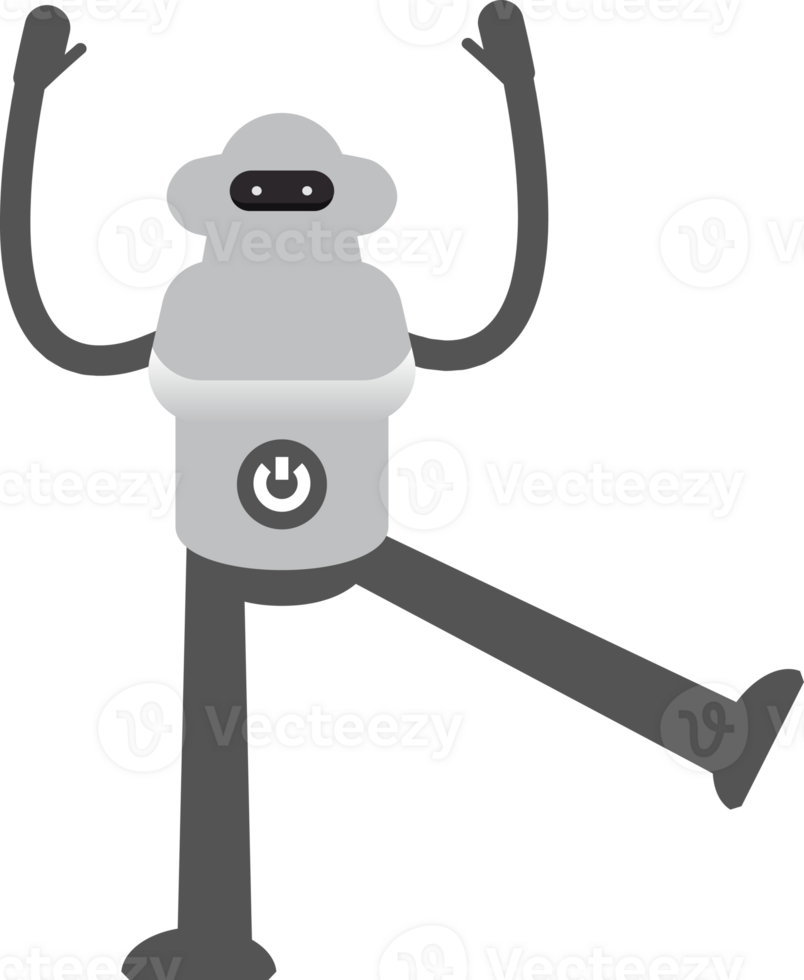 White Robot Character Relaxing and Rising Hands png
