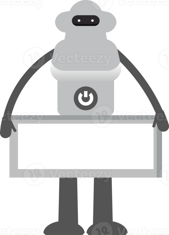 Robot Character and Blank Signage Illustration png