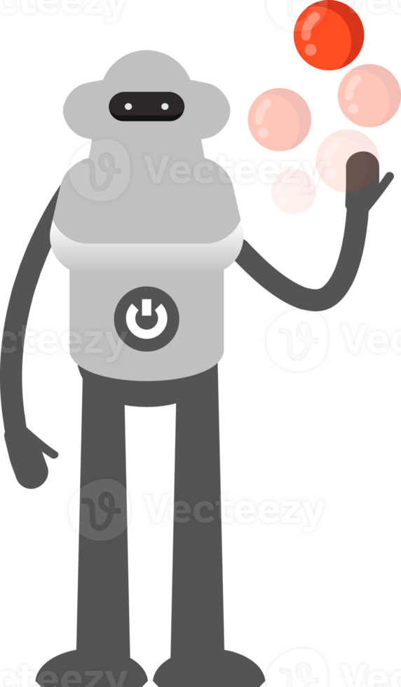 Robot Character Playing Ball Illustration png