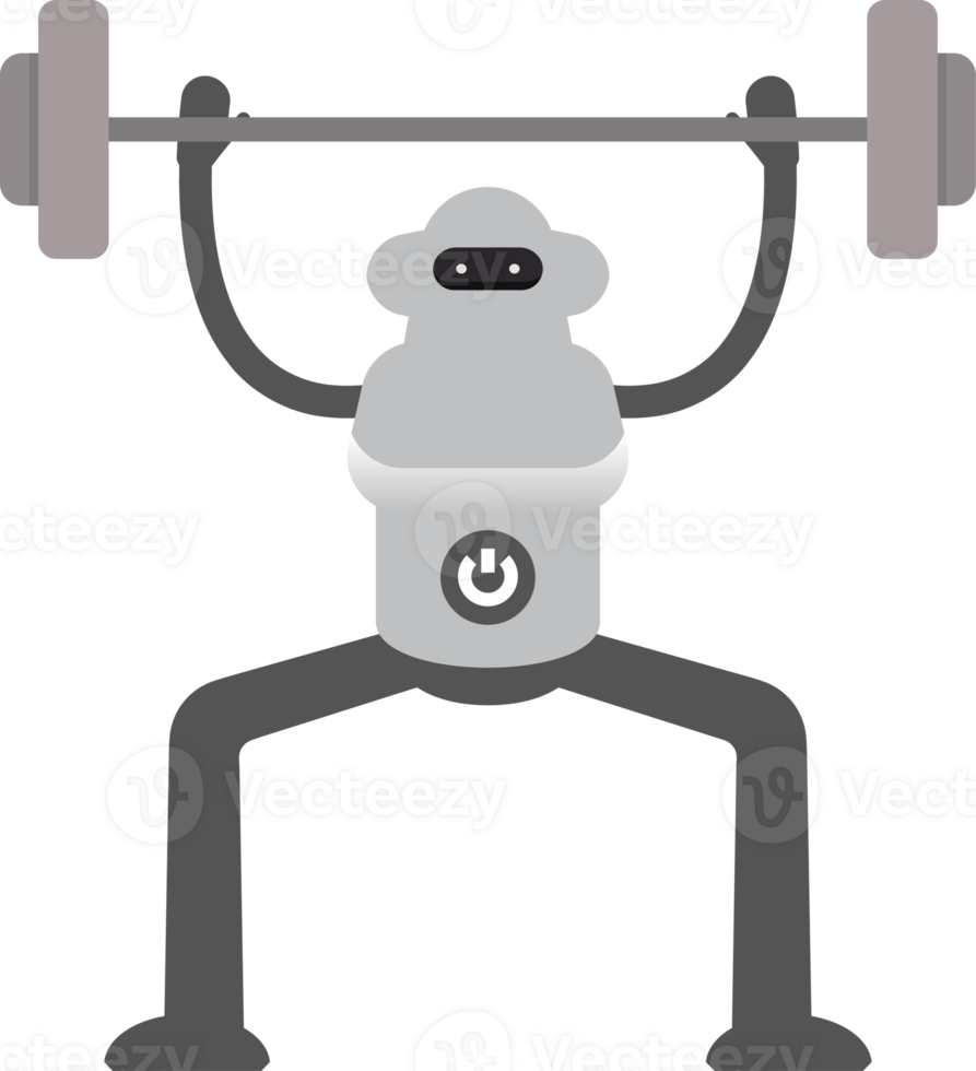 Robot Character Lifting Barbell Illustration png