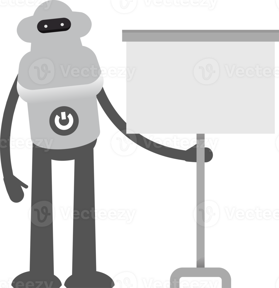 Robot Character Presenting Whiteboard Illustration png