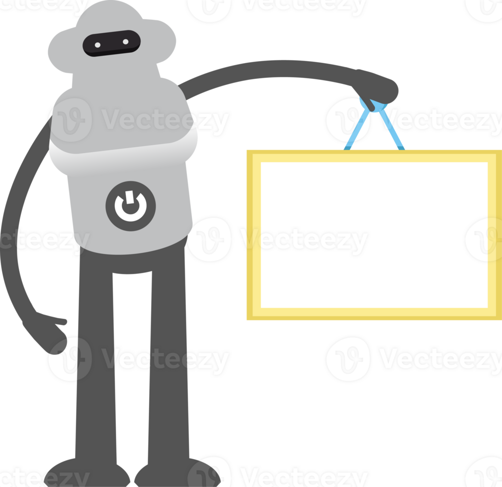 Robot Character Holding Blank Signage Illustration png