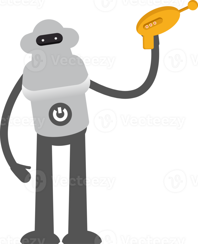 Robot Character Holding Space Gun Illustration png