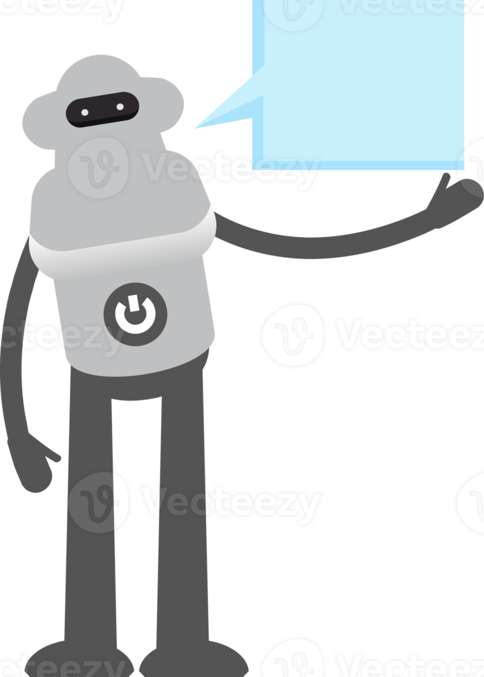 Robot Character and Speech Bubble Illustration png