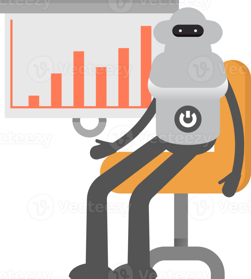 Robot Character Presenting Bar Chart Illustration png