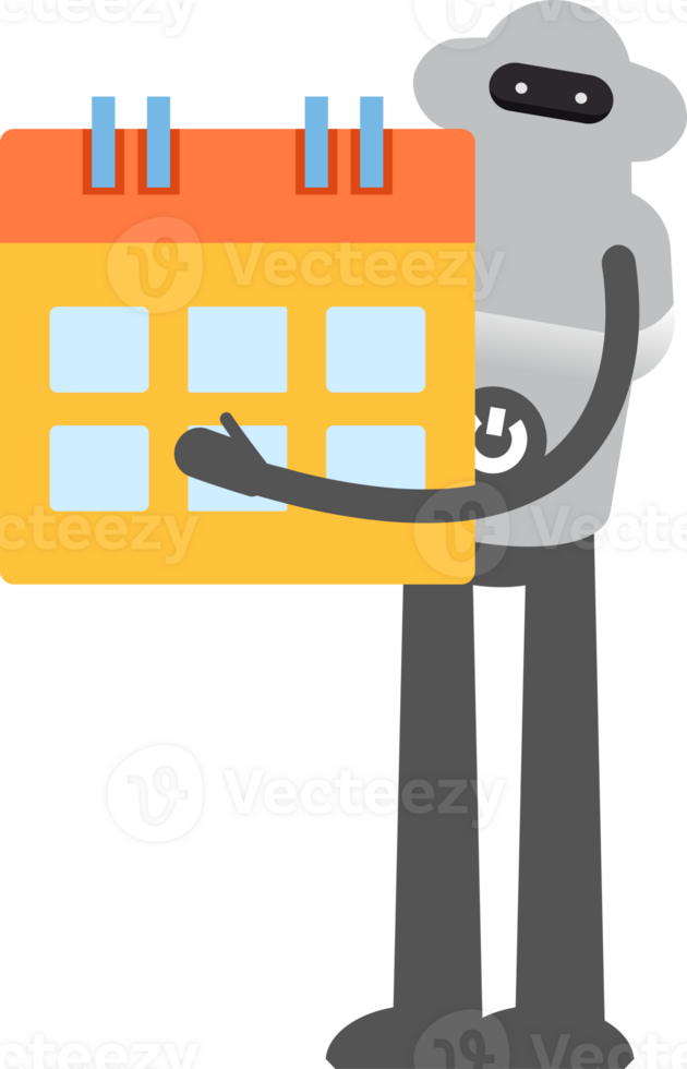 Robot Character Holding Calendar Illustration png