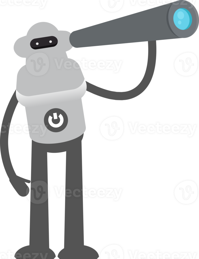 Robot Character Using Binoculars Illustration png