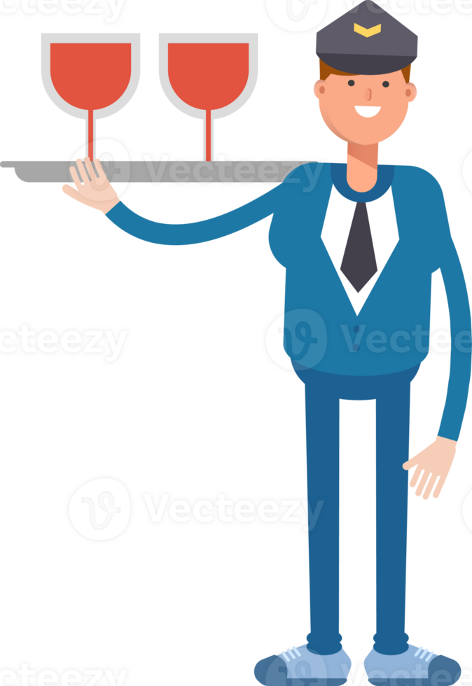 Postman Character Serving Wine Illustration png