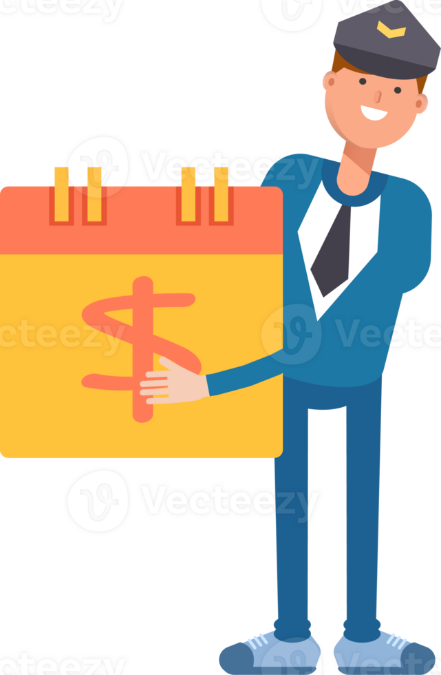 Postman Character and Payment Date Calendar png