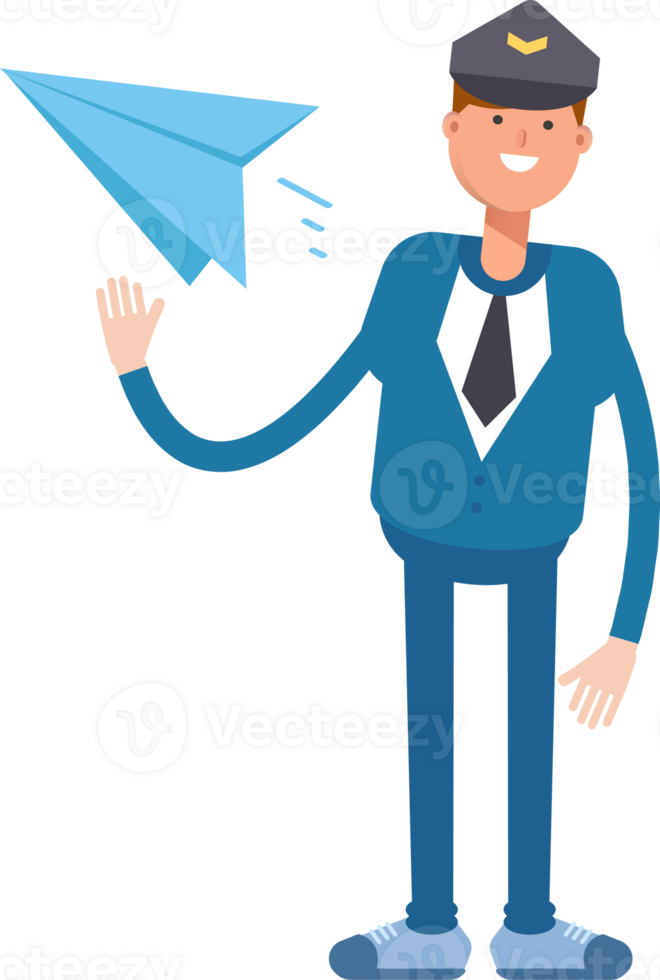 Postman Character Holding Paper Plane png