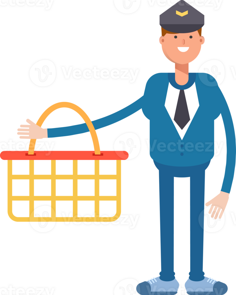 Postman Character Holding Shopping Basket png