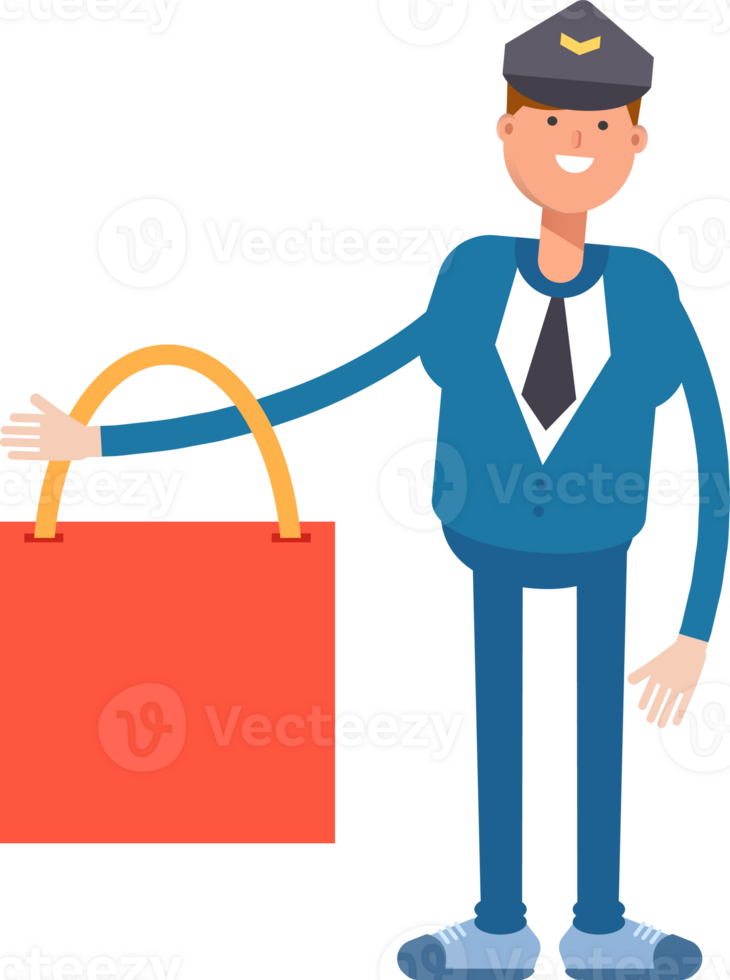 Postman Character Holding Shopping Bag png