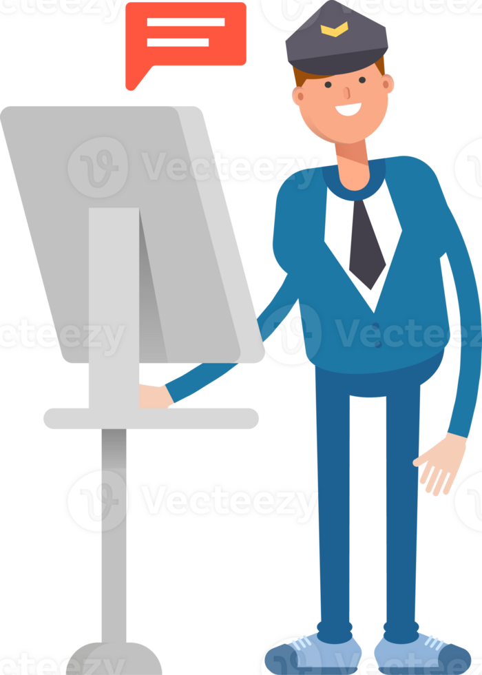 Postman Character Working on Computer png