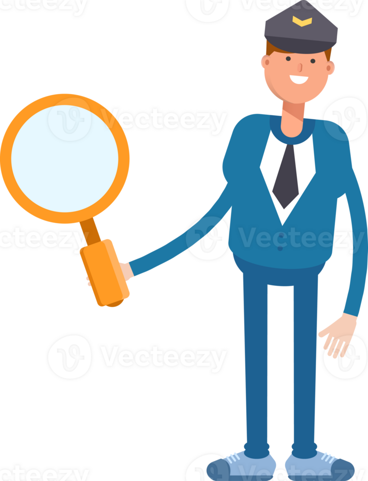 Postman Character Holding Magnifier png