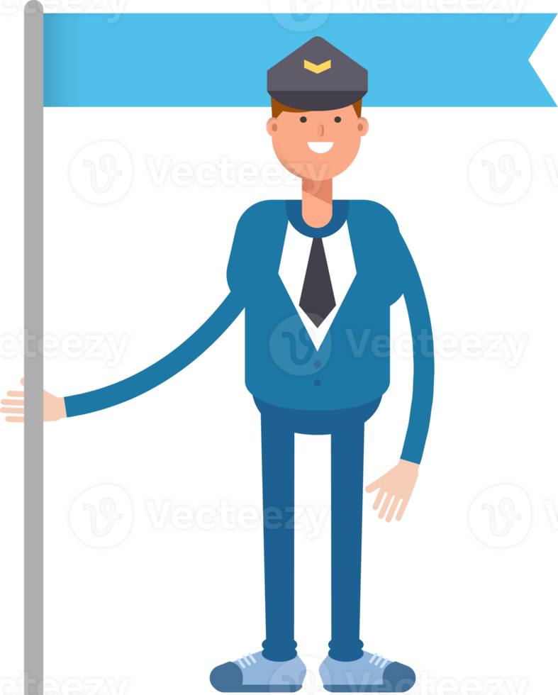 Postman Character Holding Flag Pole png