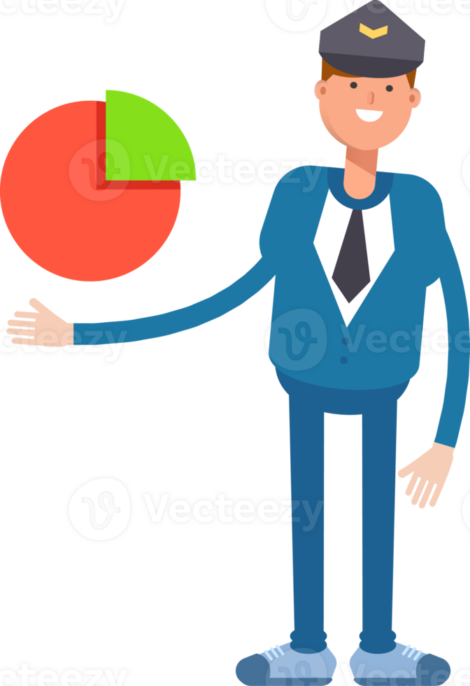 Postman Character Holding Pie Chart png