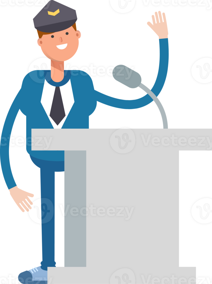 Postman Character Speaking on Podium png