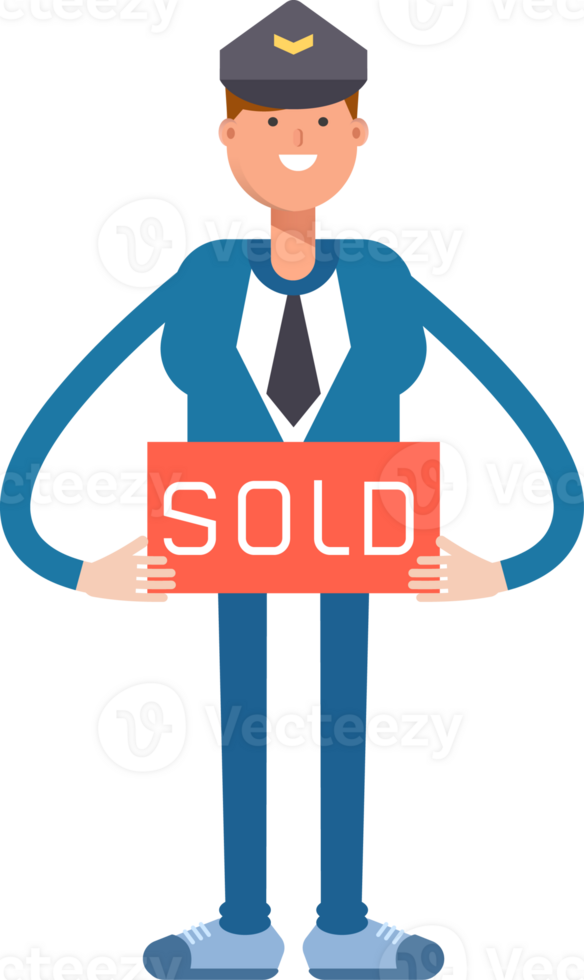 Postman Character Holding Sold Signage png