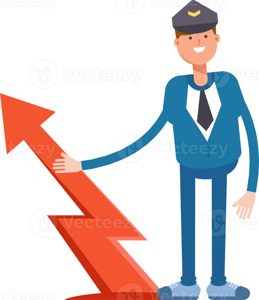 Postman Character and Arrow Chart png