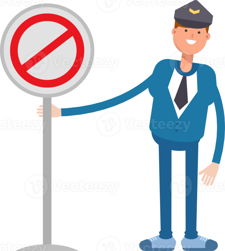 Postman Character and Prohibition Signage png