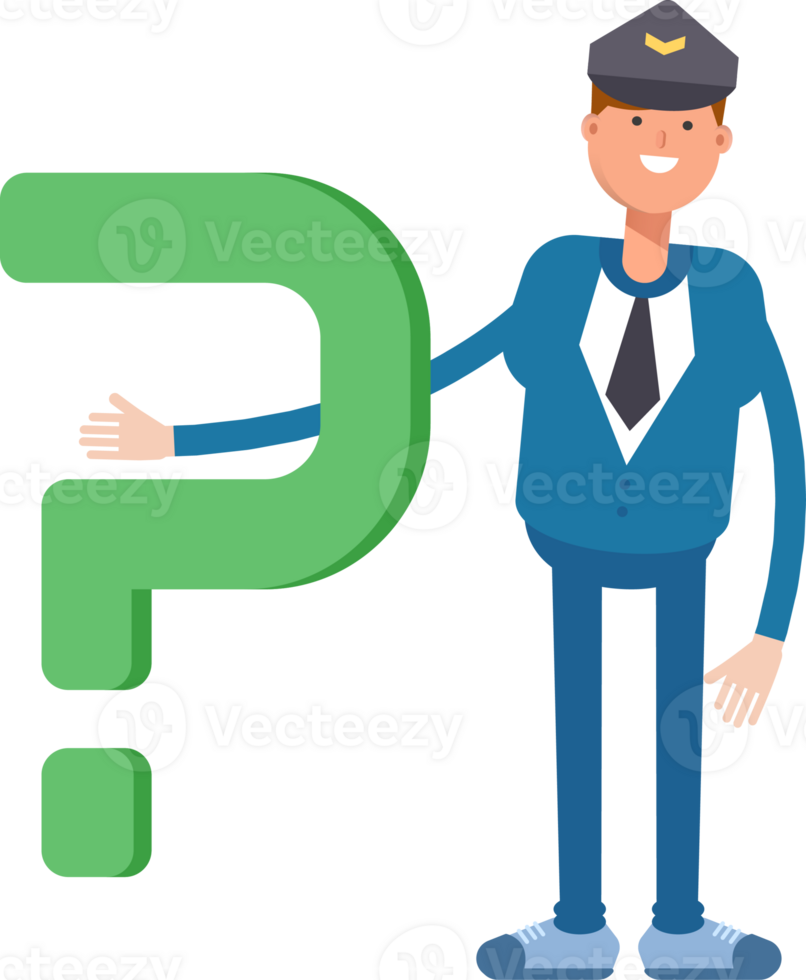 Postman Character and Question Mark png