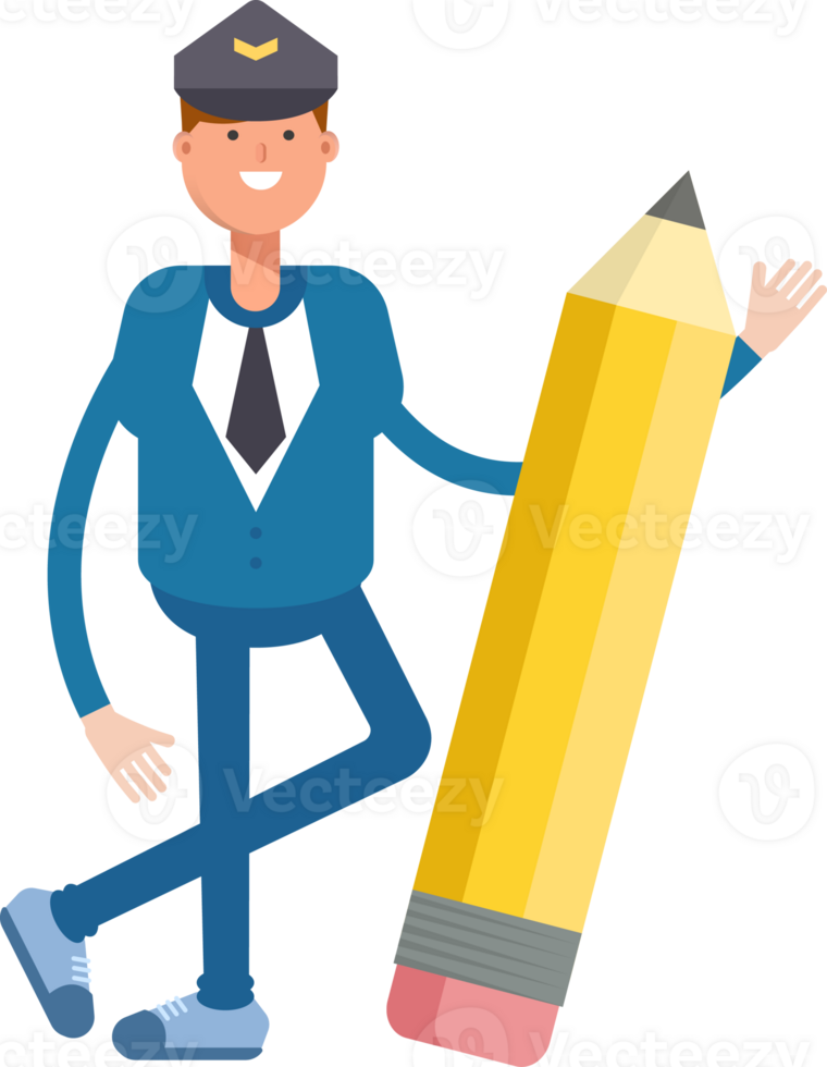 Postman Character and Pencil png