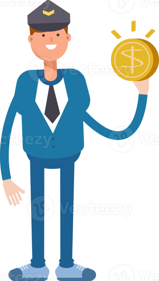 Postman Character Holding Dollar Coin png