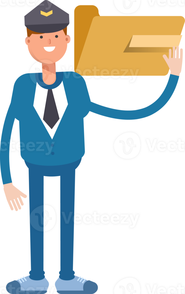 Postman Character Holding Folder png