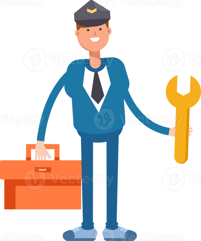 Postman Character Holding Toolbox and Wrench png