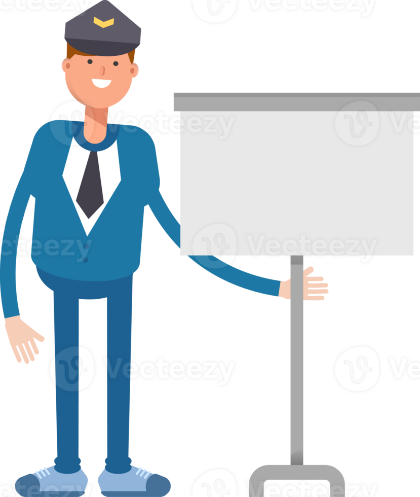 Postman Character Presenting Whiteboard png