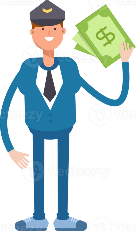 Postman Character Holding Dollar Banknotes png