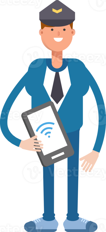 Postman Character Holding Smartphone png