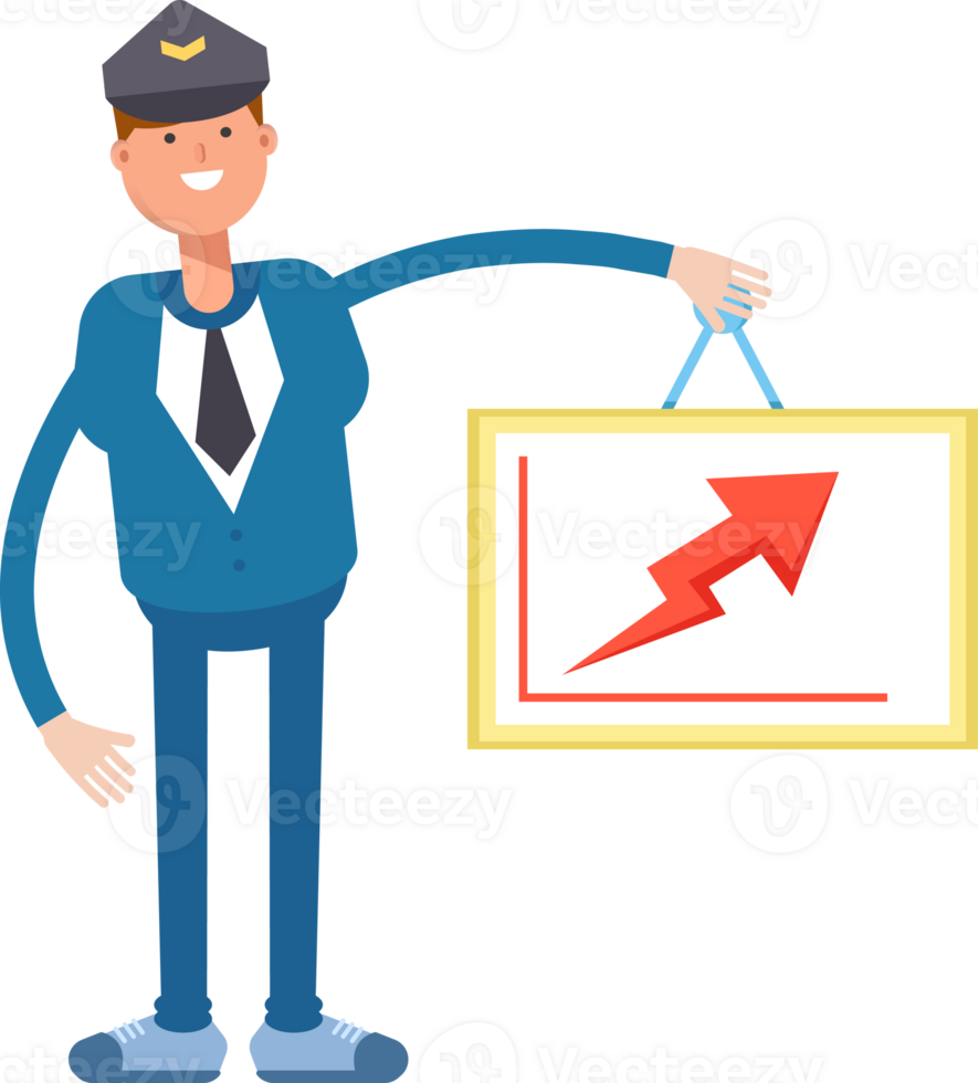 Postman Character Holding Arrow Chart png
