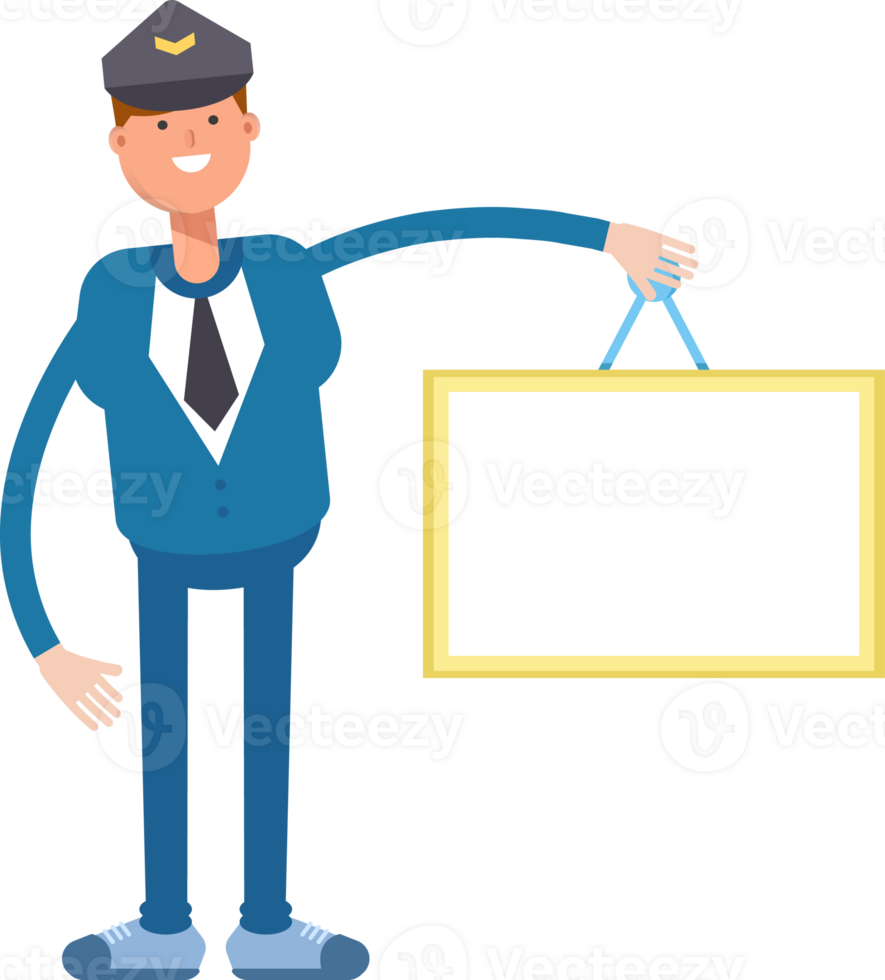 Postman Character Holding Blank Signage png