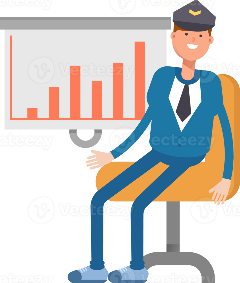 Postman Character Presenting Bar Chart png