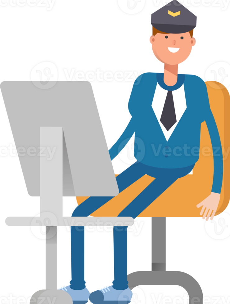 Postman Character Working on Desktop png